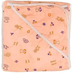 Soft Baby Bear Hooded Blanket (Peach Print)