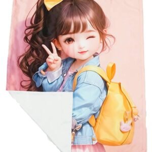 Cute Cartoon Girl Printed Baby Blanket (Soft Premium Wrap)