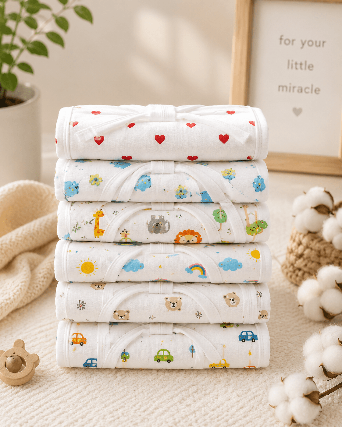 Kidzyarn Newborn Baby Muslin Nappy | Ultra Soft Reusable Cotton Cloth Diaper | Gentle on Baby Skin - Image 7