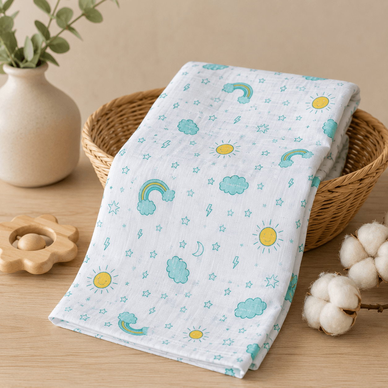 Kidzyarn Ball Print Muslin Swaddle Blanket for Newborn Baby | Premium Soft Cotton Muslin | Lightweight & Breathable - Image 16