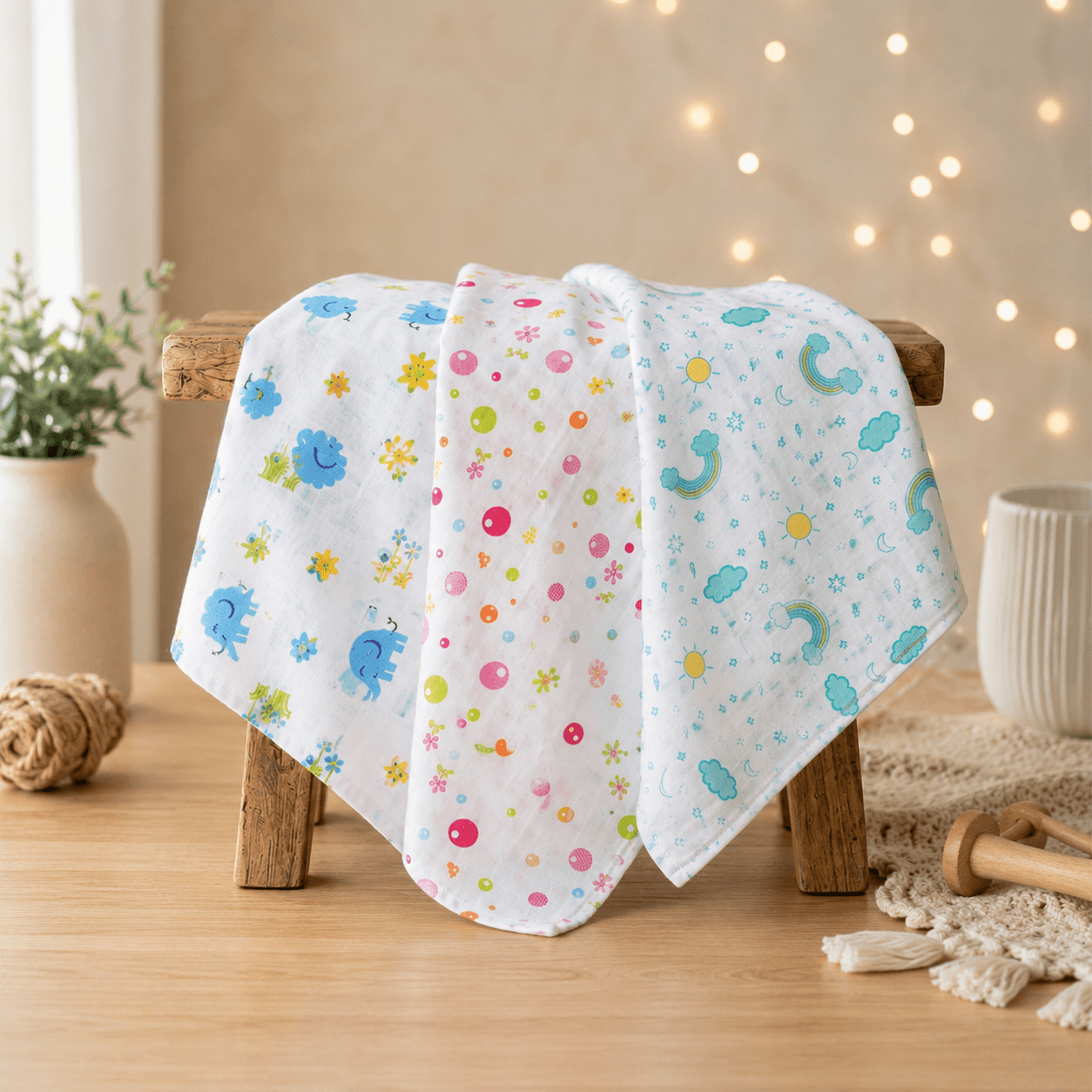 Kidzyarn Ball Print Muslin Swaddle Blanket for Newborn Baby | Premium Soft Cotton Muslin | Lightweight & Breathable - Image 3