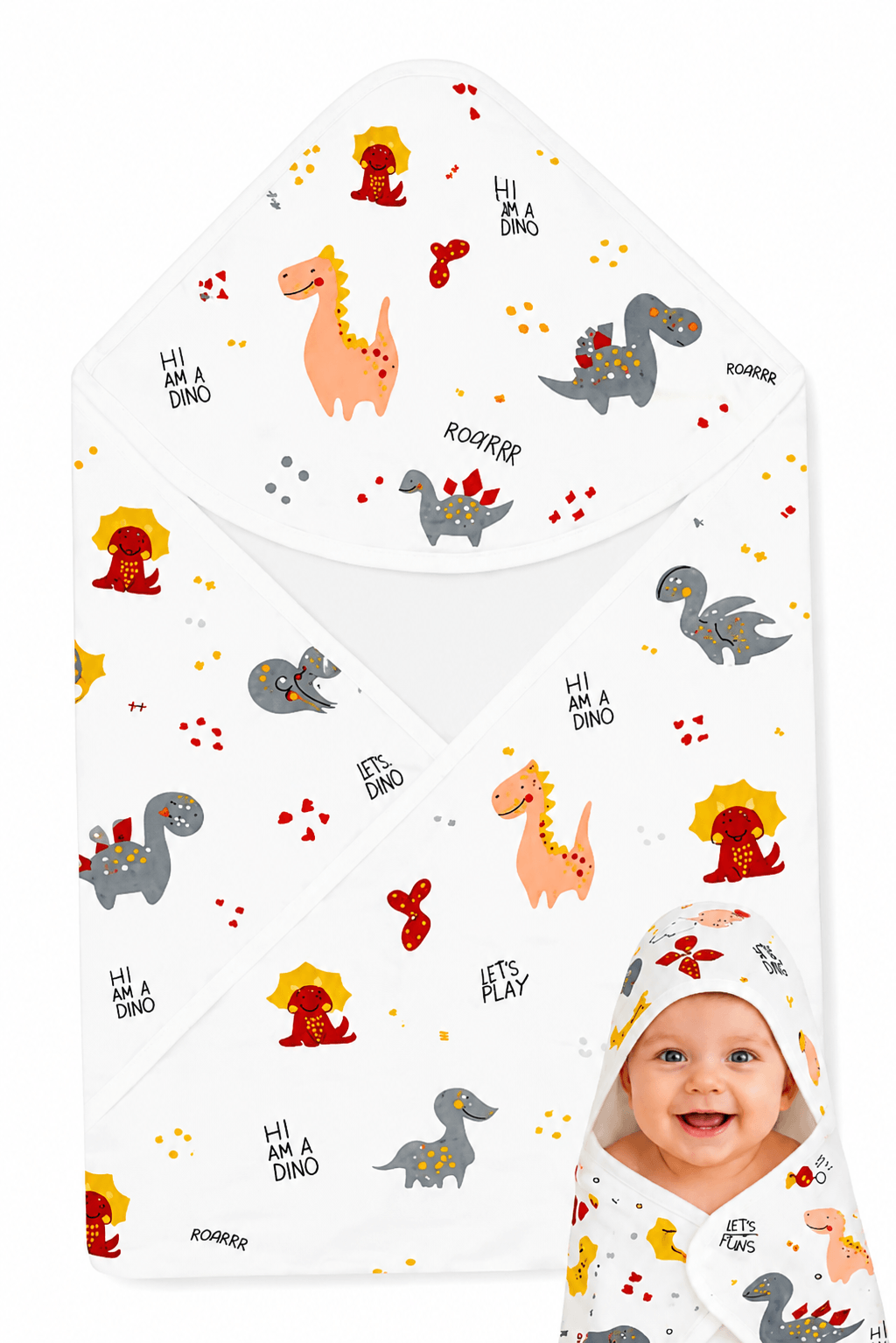 Kidzyarn Newborn Baby Hooded Towel | Ultra Soft & Absorbent Cotton Baby Bath Towel - Image 2
