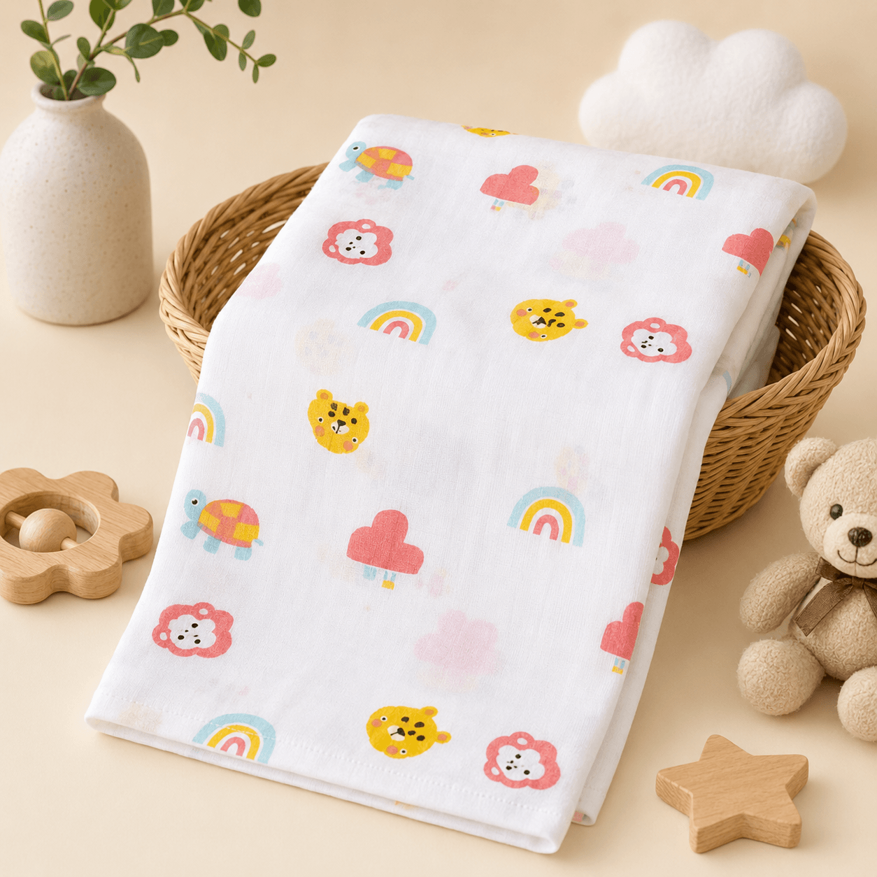 Kidzyarn Ball Print Muslin Swaddle Blanket for Newborn Baby | Premium Soft Cotton Muslin | Lightweight & Breathable - Image 14