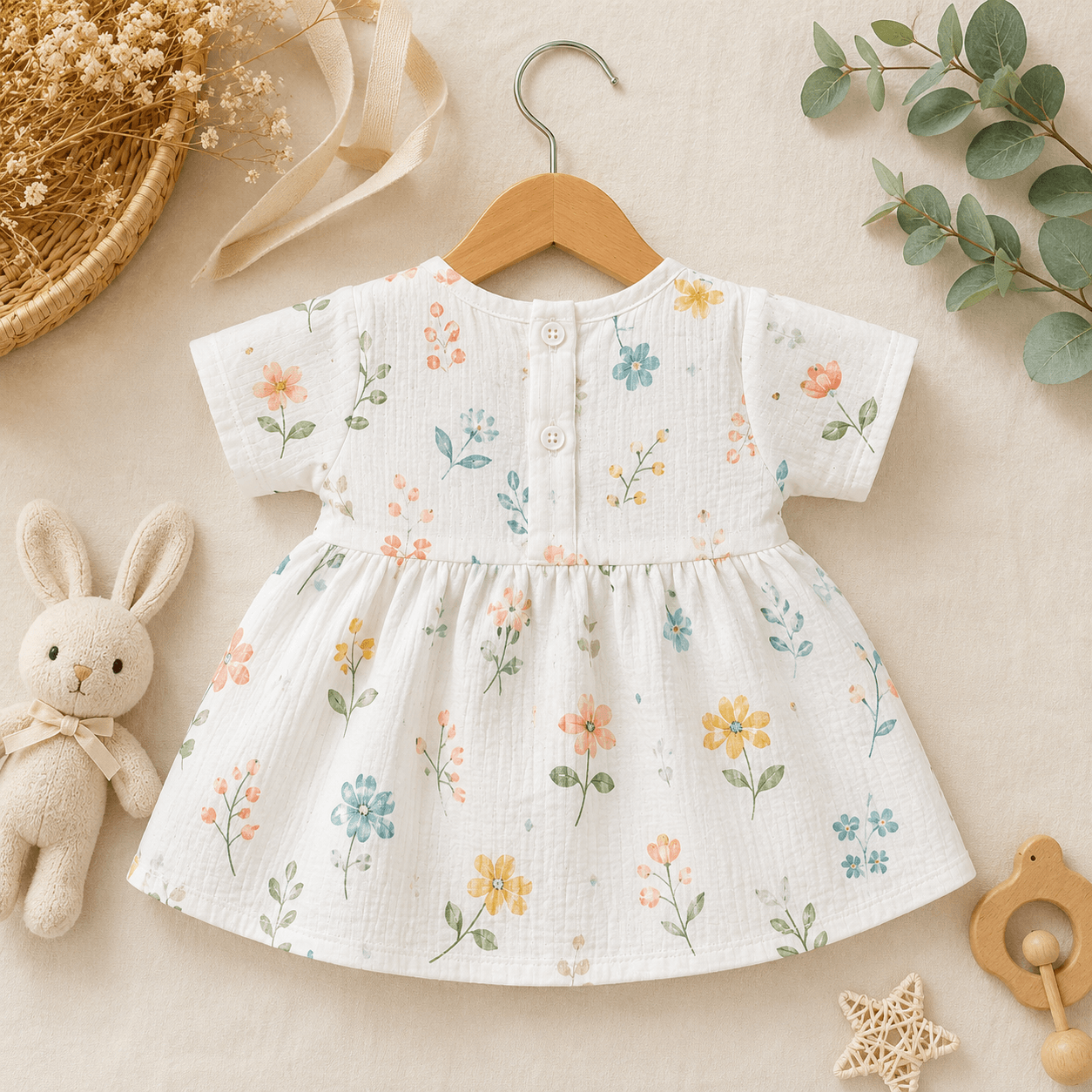 Kidzyarn Newborn Baby Frock | Premium Soft Cotton Baby Girl Dress | Comfortable Daily Wear - Image 6