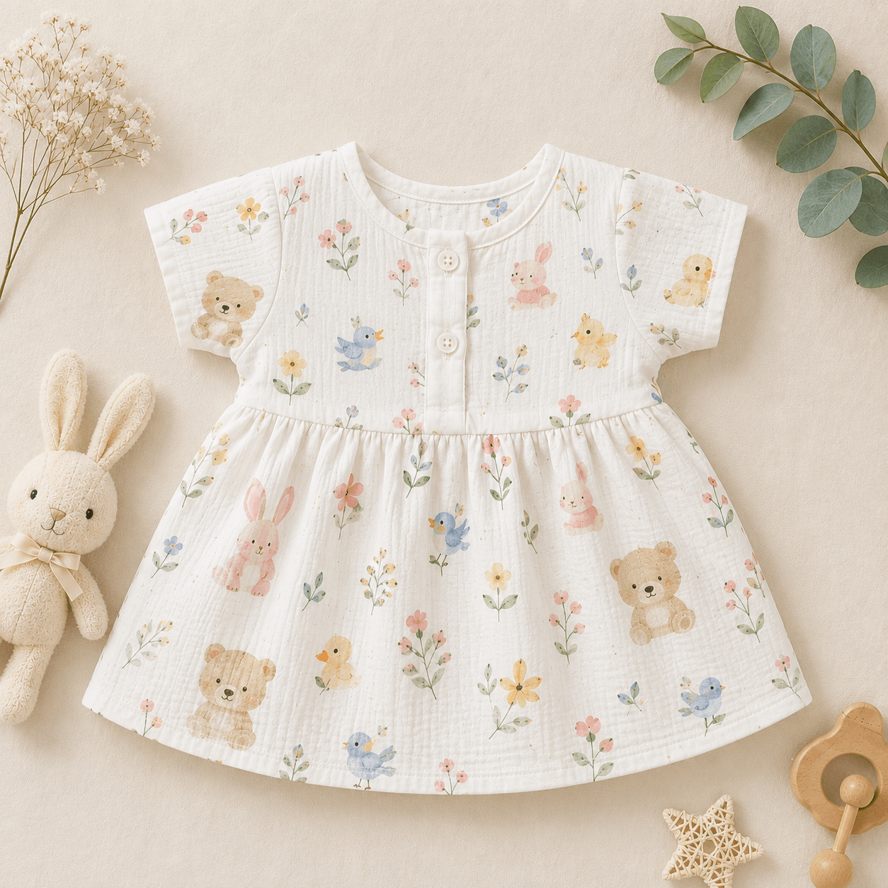 Kidzyarn Newborn Baby Frock | Premium Soft Cotton Baby Girl Dress | Comfortable Daily Wear - Image 7
